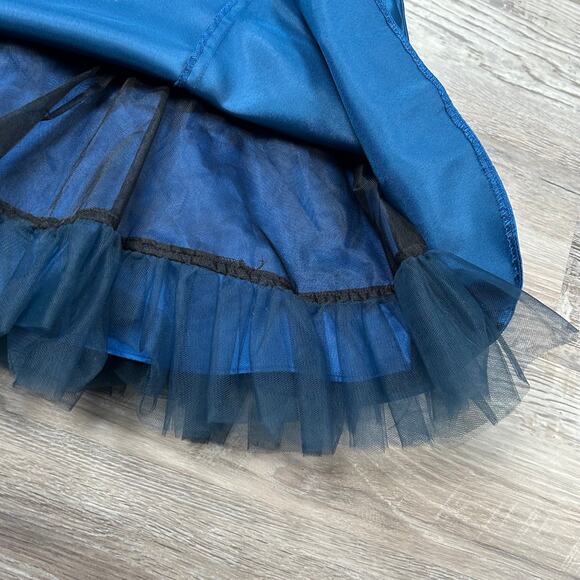 Jessica McClintock Gunne Sax Blue Satin Tulle Party Dress Size 9 - Picture 4 of 12